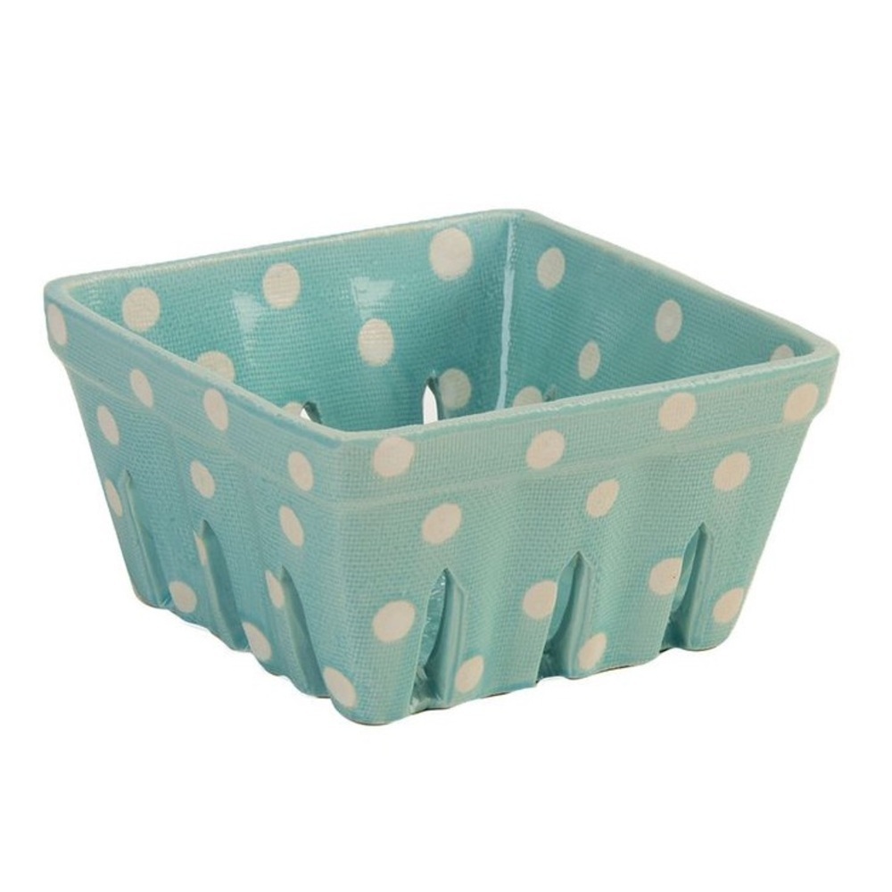 Ceramic Berry Colanders Basket Polkadot and white x2